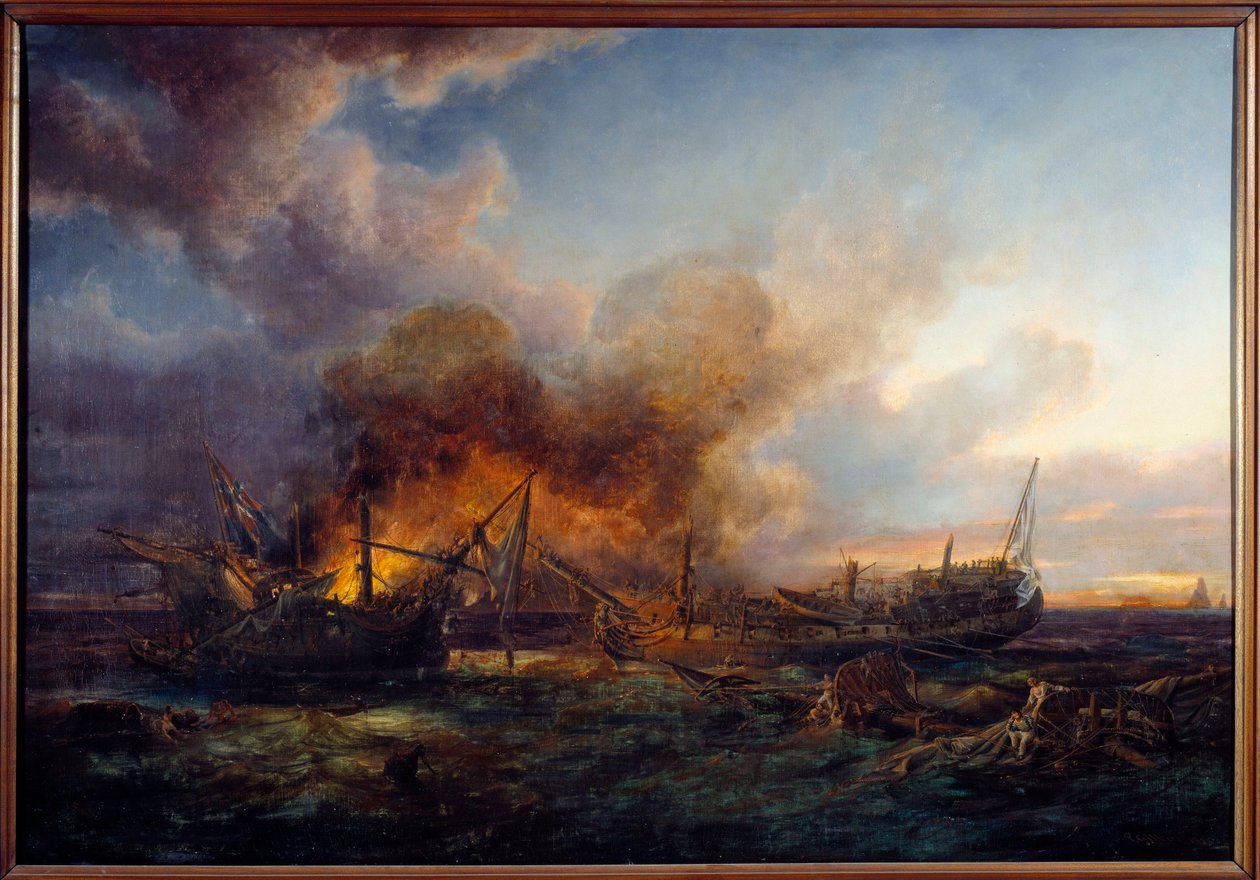 Valvojan taistelu ja Quebec vuonna 1779 Pierre Gilbertin (1783-1860) maalaus 1779 Brest, Musee des Beaux Arts tekijältä Pierre Julien Gilbert