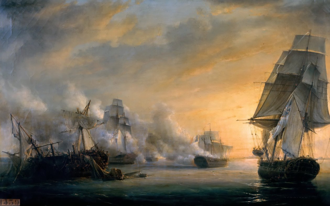 Merivoimien taistelu ennen Cádizia 13. heinäkuuta 1801 tekijältä Pierre Julien Gilbert