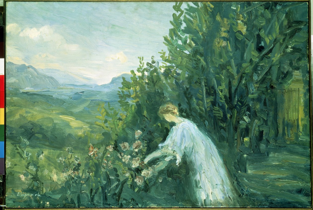 Nainen puutarhassa (Lady in the Garden). Pierre Lapraden (1875-1931) maalaus tekijältä Pierre Laprade