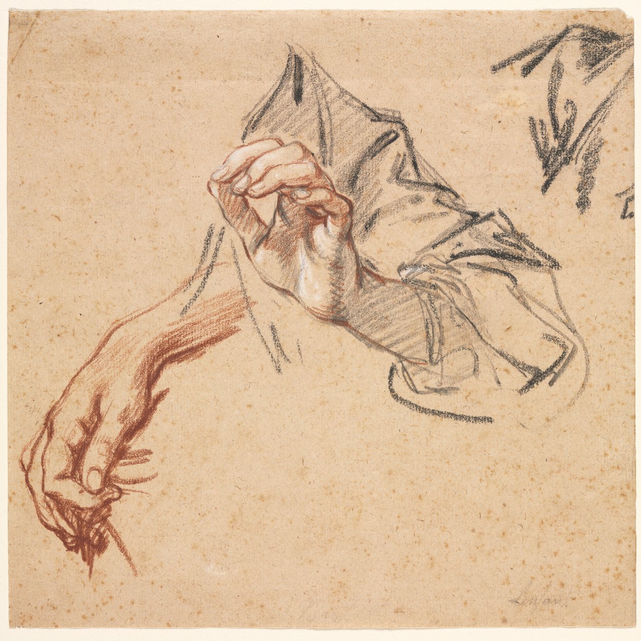 Study of Hands recto, Sketch of a Hand verso, 1700s. tekijältä Pierre Lenfant