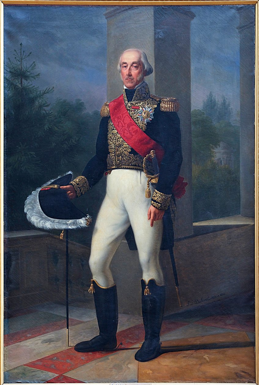 Ranska: Portrait en pied duc de Bourbon, en tenue de lieutenant général (kenraaliluutnantti). tekijältä Pierre Louis Delaval