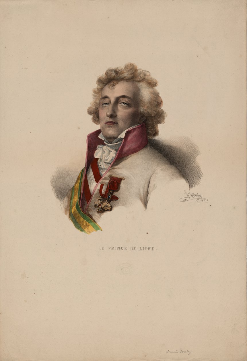 Charles-Josephin muotokuva, prinssi de Ligne 1735-1814, 1825 tekijältä Pierre Louis Henri Grevedon