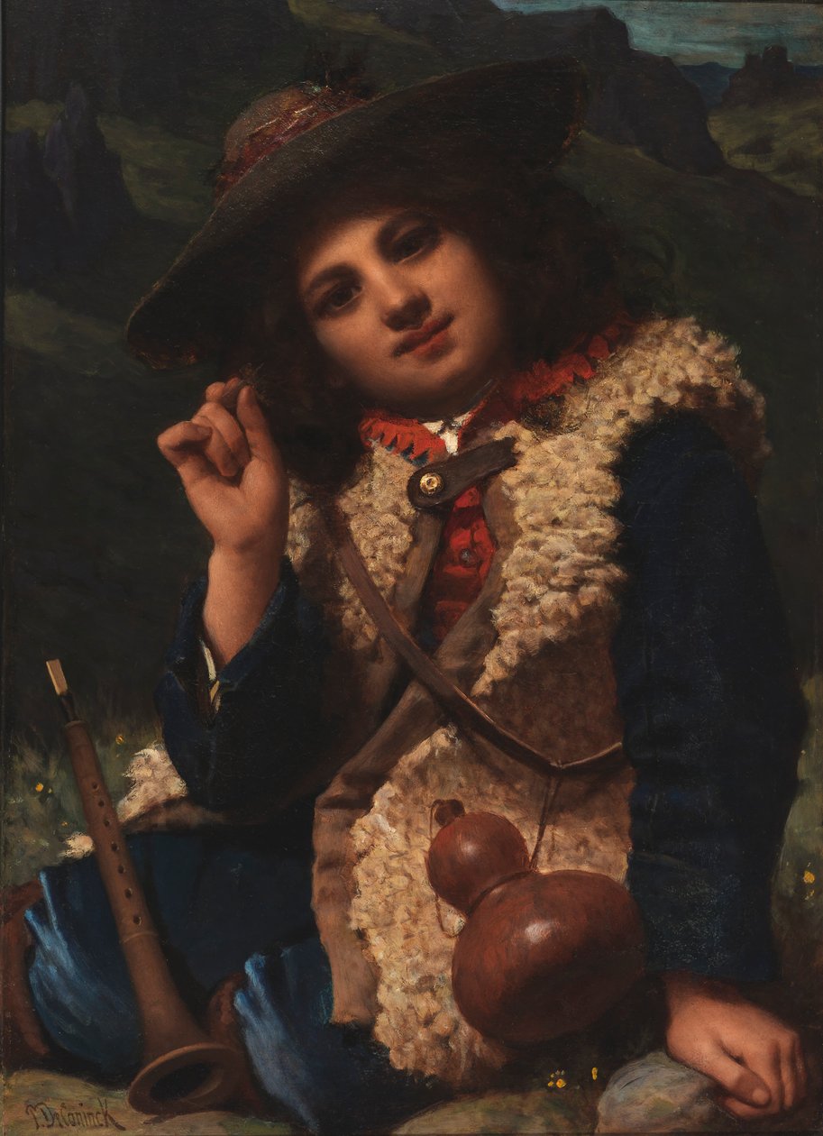 Italialainen poika lampaannahkatakissa, n. 1855. tekijältä Pierre Louis Joseph de Coninck