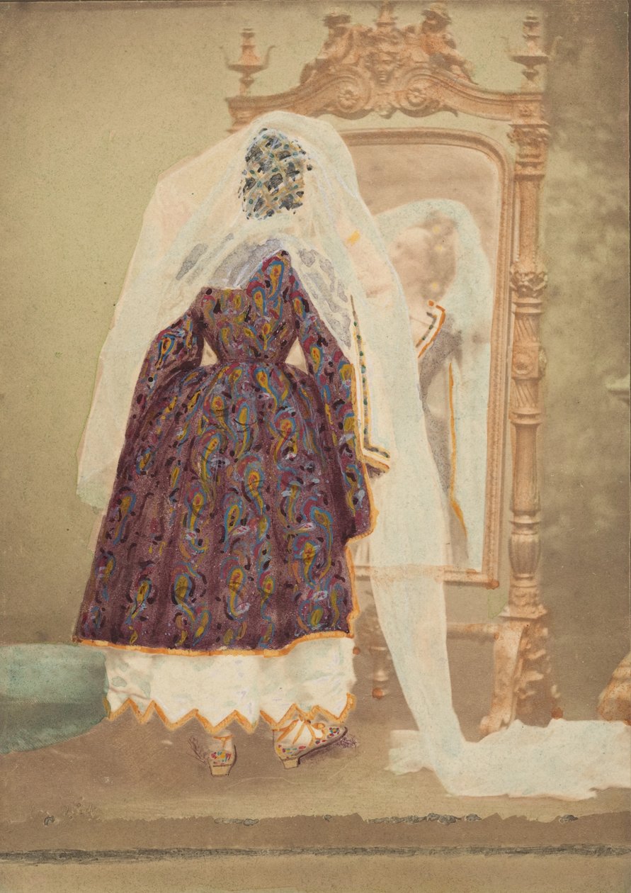 [Kreivitär kultaisessa Pique-mekossa Judithina], 1860-luku. tekijältä Pierre Louis Pierson