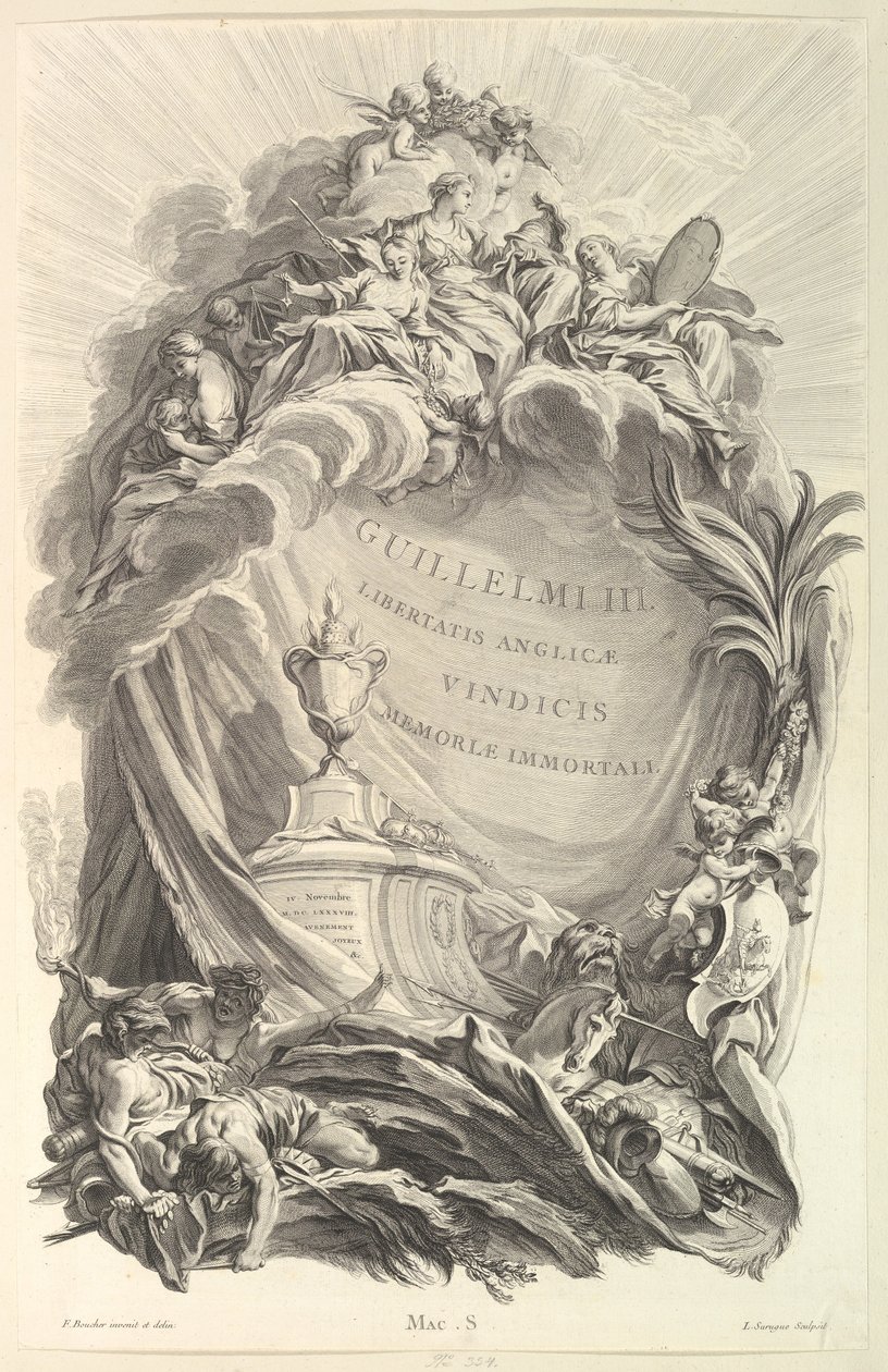 Vilhelm III:n haudan etukappale Vilhelm I:n haudan etukappale..., n. 1736. tekijältä Pierre Louis de Surugue