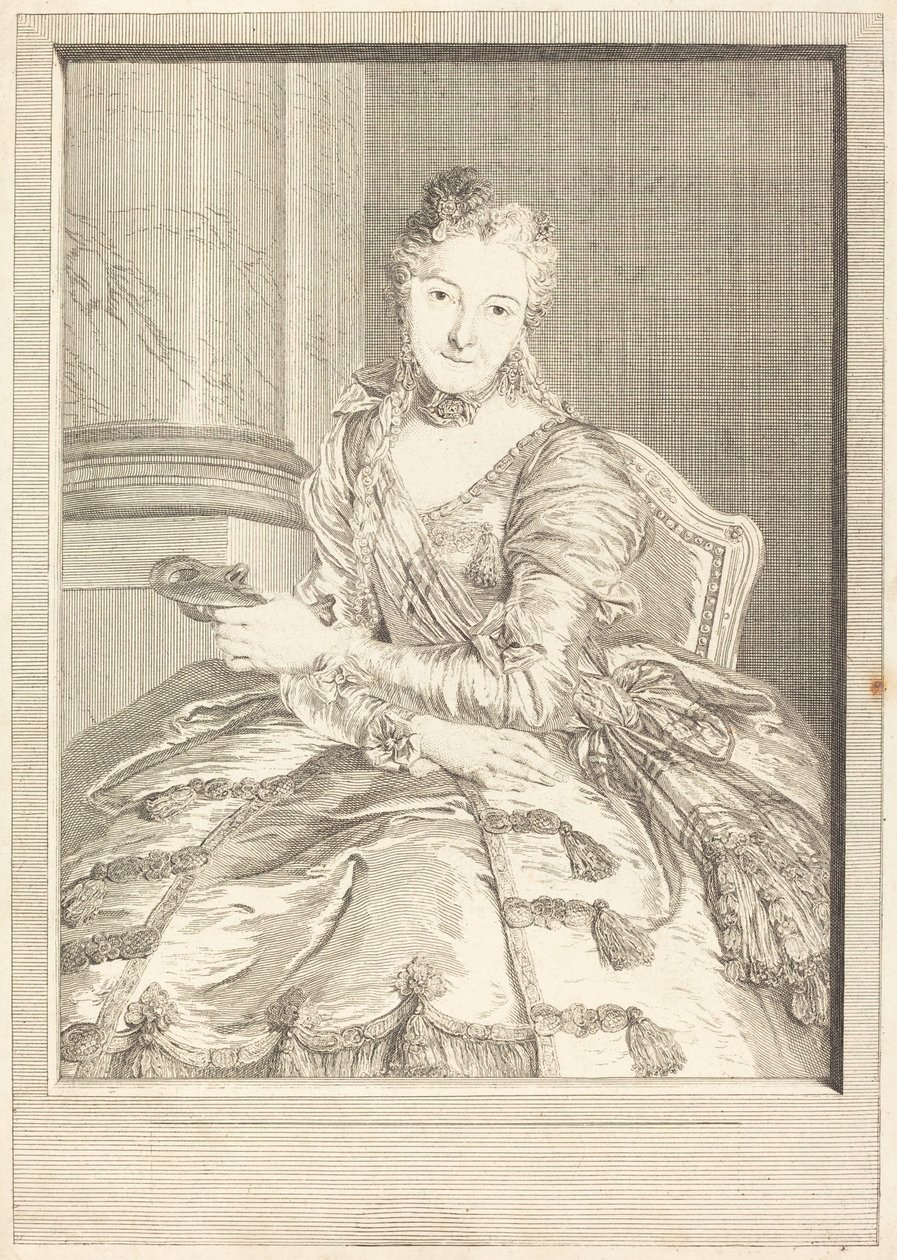 Rouva de M ... juhlapukussa tekijältä Pierre Louis de Surugue after Charles Antoine Coypel