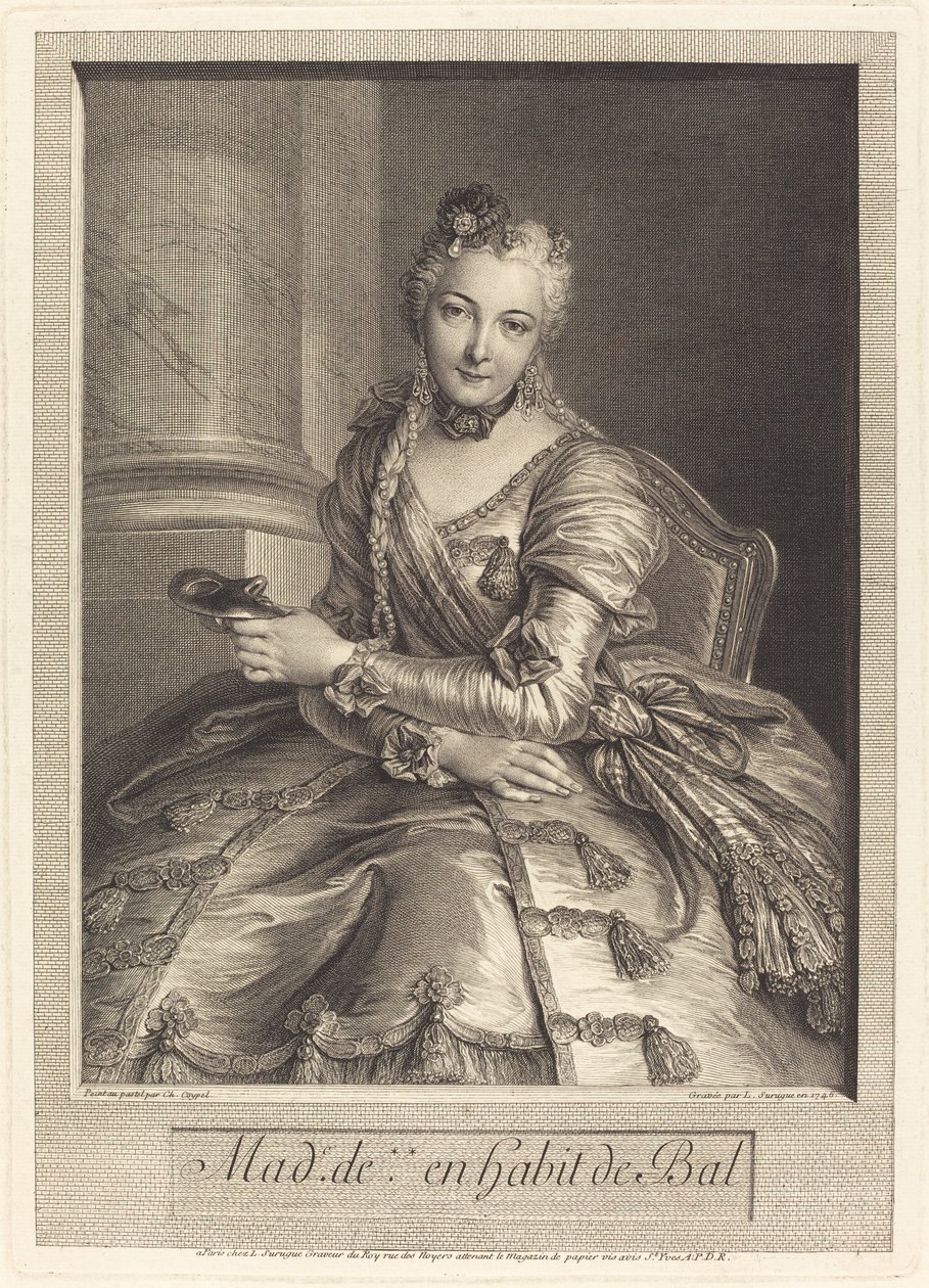 Rouva de M ... juhlapukussa tekijältä Pierre Louis de Surugue after Charles Antoine Coypel