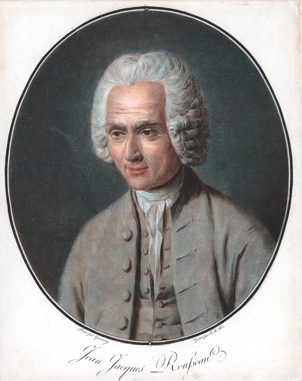 Jean-Jacques Rousseau 1712-78, ranskalainen poliittinen filosofi tekijältä Pierre Michel Alix