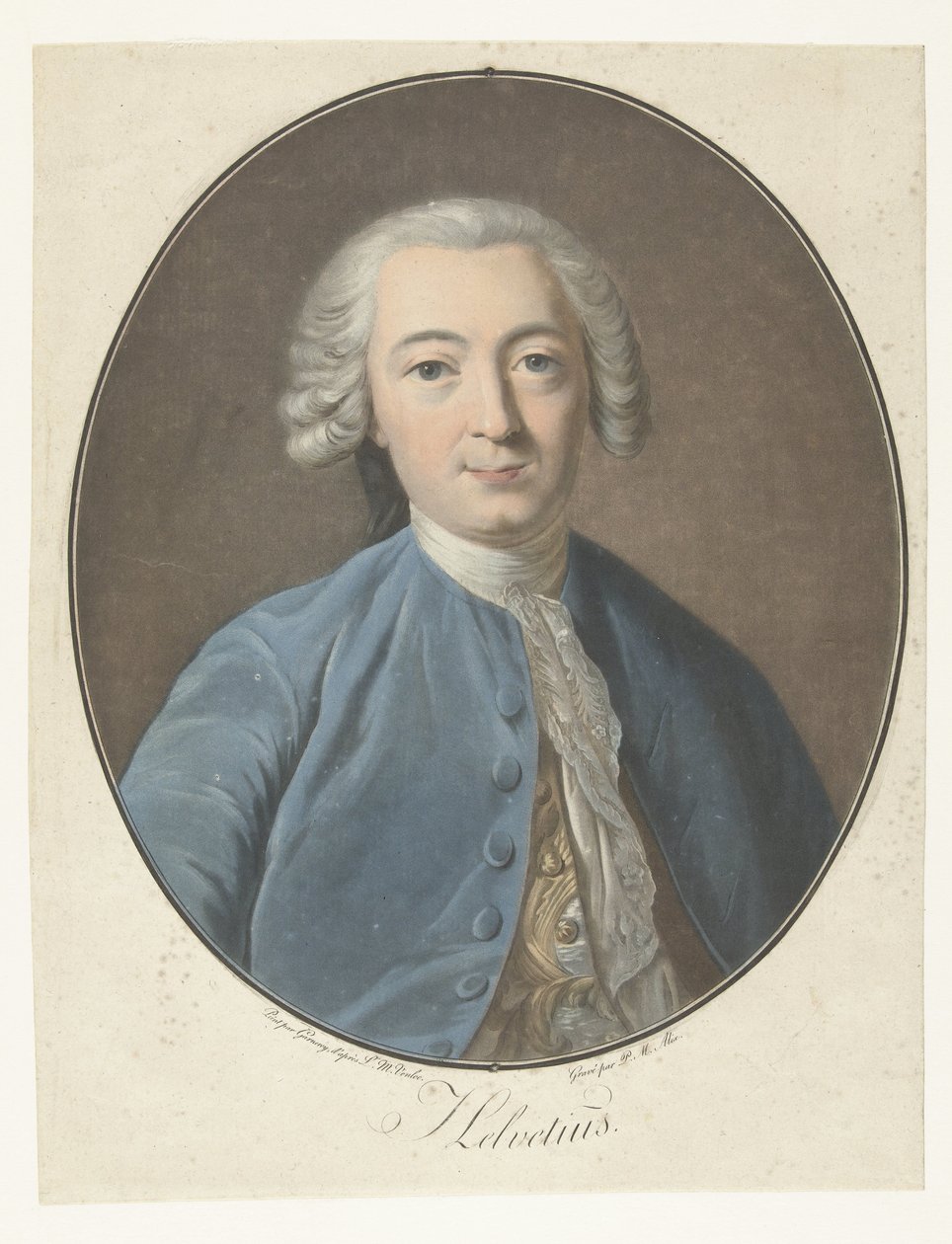 Claude Adrien Helvetiuksen muotokuva Helvetius (otsikko esineessä) Kokoelma suuria miehiä (sarjan nimi) tekijältä Pierre Michel Alix