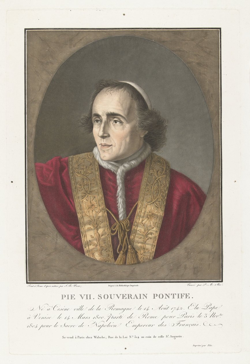 Portret van Paus Pius VII Pius VII. suvereeni paavi (nimi esineessä) tekijältä Pierre Michel Alix