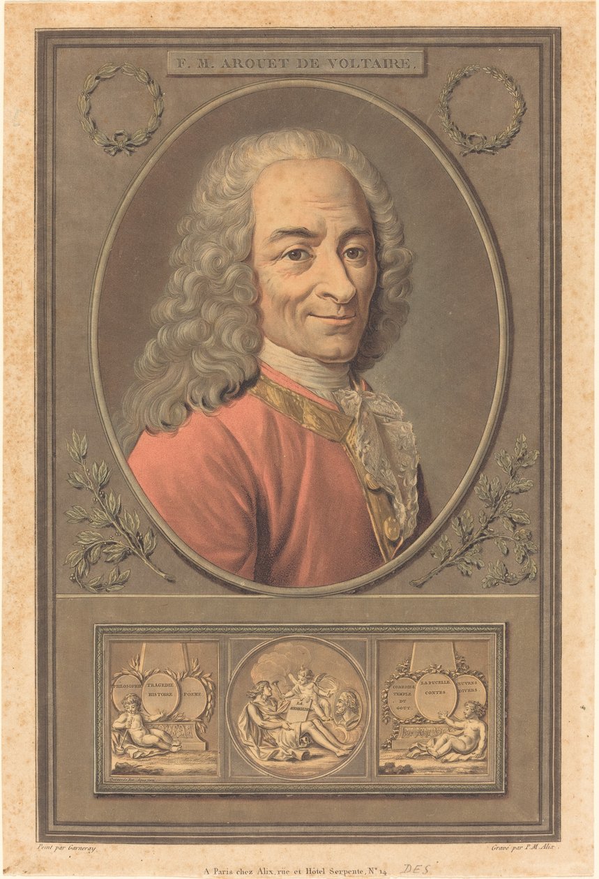 Voltairen F.M. Arouet tekijältä Pierre Michel Alix after Jean François Garnerey