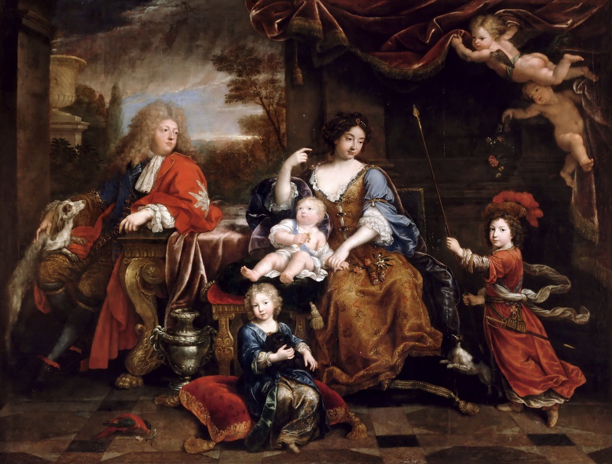 Louis Ranskalainen, Grand Dauphin 1661-1711, perheensä kanssa tekijältä Pierre Mignard