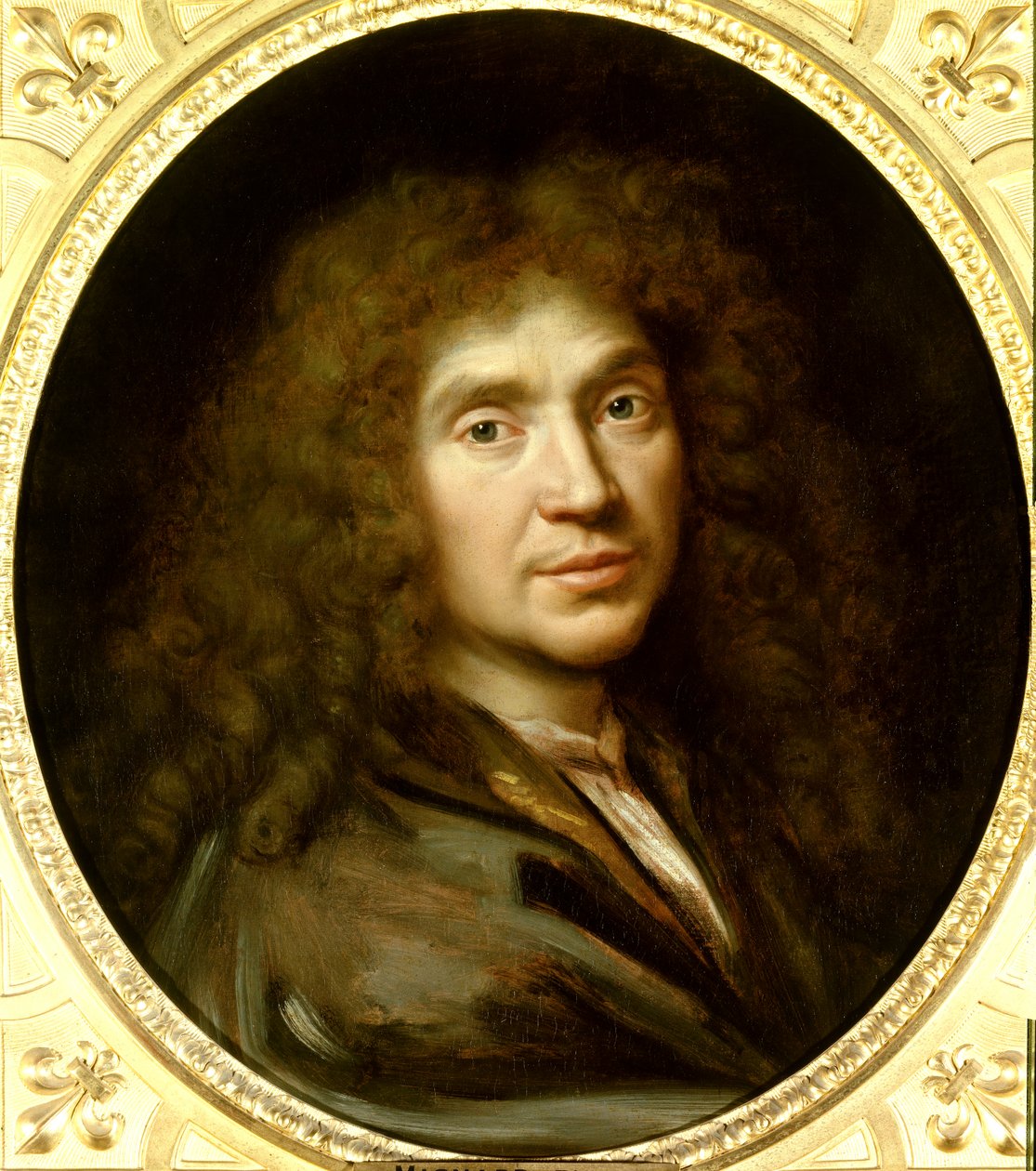 Molieren (1622-1673) Jean Baptiste Poquelinin muotokuva. Öljy kankaalle. Koko: 0,55 x 0,48. Pierre Mignardin (1612-1695) maalaus noin 1658. Chantilly. Musee Conde. - Molieren (1622-1673) Jean Baptiste Poquelinin muotokuva. Öljy kankaalle. 0,55 x 0,48. Pain tekijältä Pierre Mignard