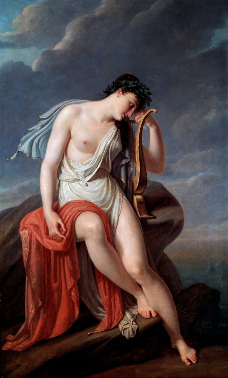 Sappho Lefkadan kalliolla, 1800-luvun alku. tekijältä Pierre Narcisse Guérin Baron