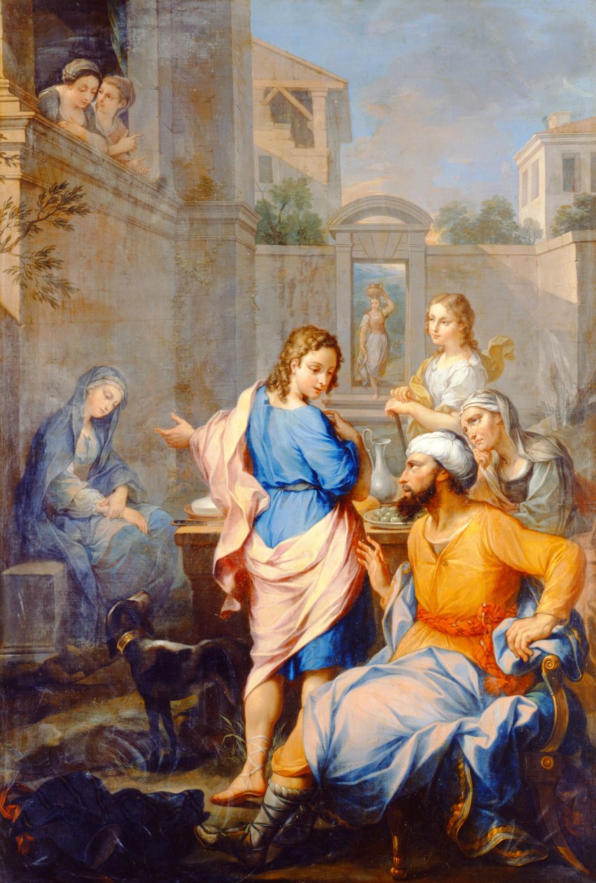 Tobias pyytää Raguelilta tyttärensä Sarahin kättä avioliittoon, 1733 tekijältä Pierre Parrocel