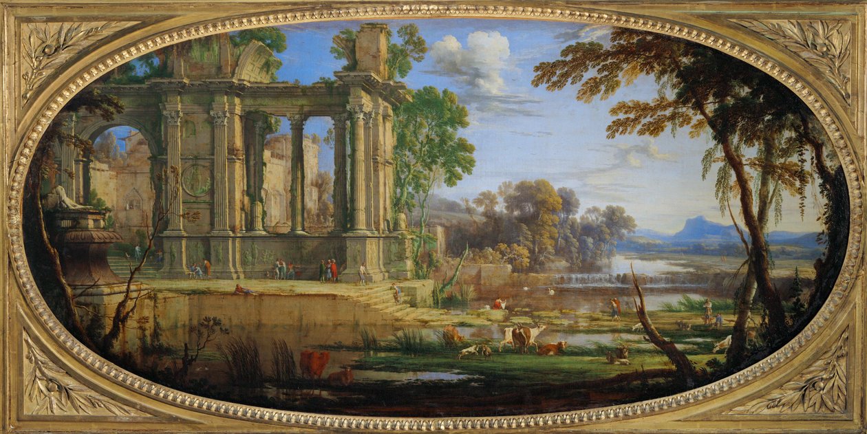 Paysage compose avec ruines antiques - Maisema antiikkisten raunioiden kanssa ... tekijältä Pierre Patel