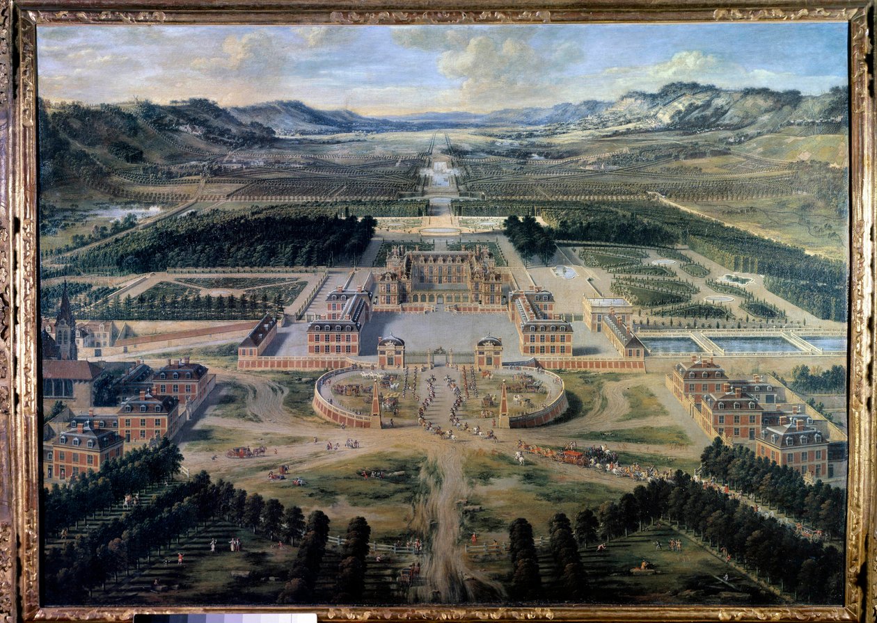 Näkymä Versaillesin linnalle ja puutarhaan, otettu Paris Avenuelta vuonna 1668 (öljy kankaalle) tekijältä Pierre Patel