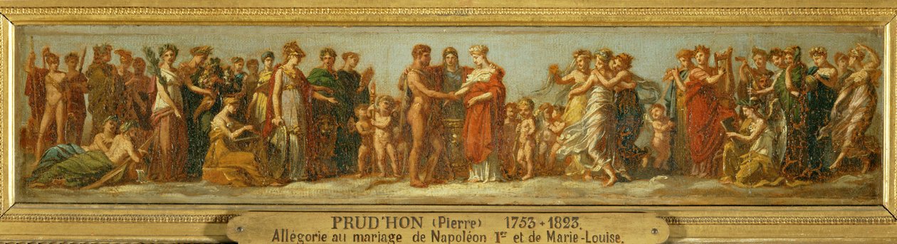 Noces de Hebe et Hercule, Napoleon I:n ja Marie Louisen avioliittoon liittyvä allegoria ... tekijältä Pierre Paul (attr. to) Prud
