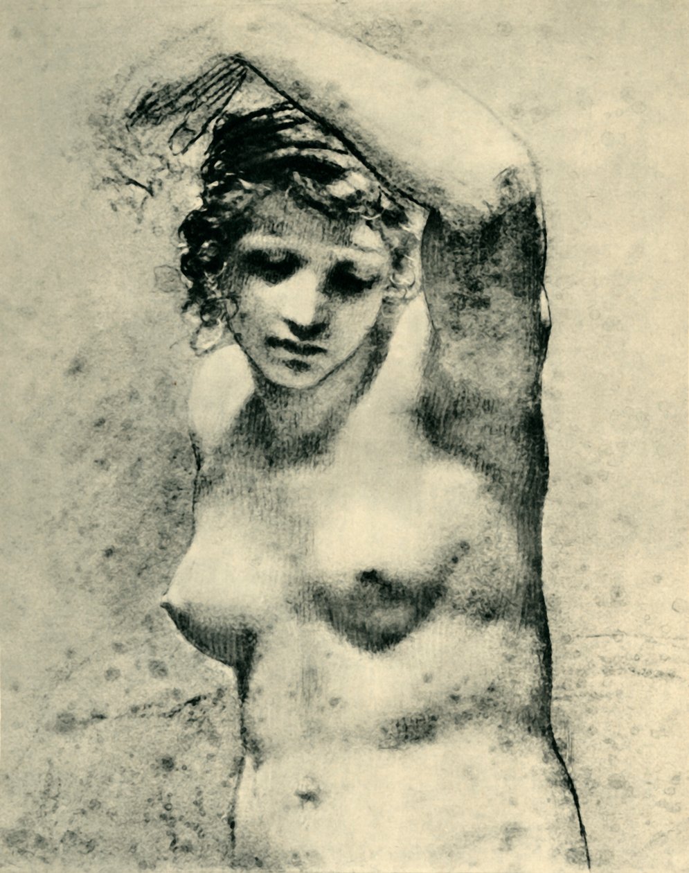 Nainen alaston nostamassa yhtä kättä, c1800, "Marguerite", 1943. tekijältä Pierre Paul Prud