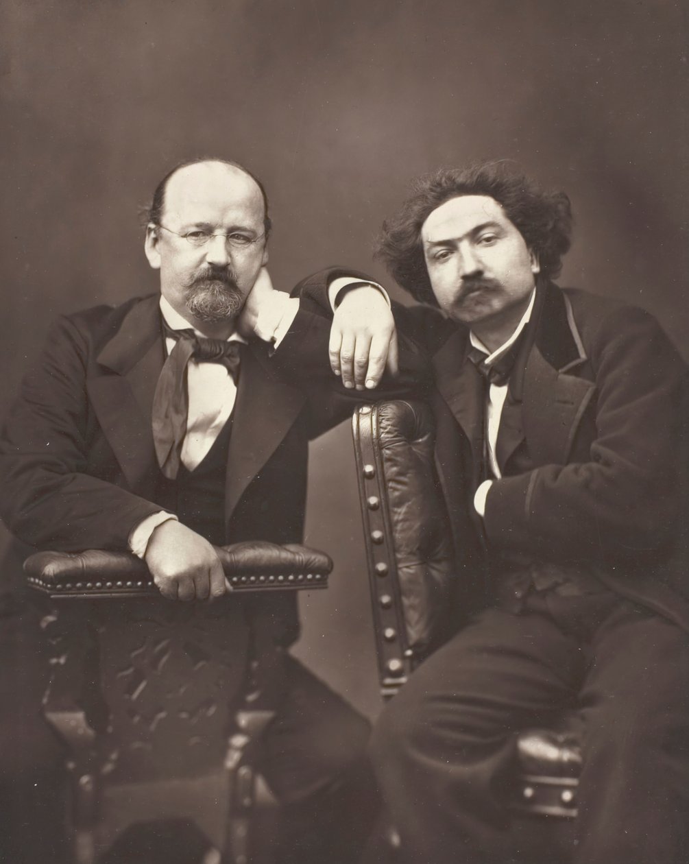 Émile Erckmann ranskalainen kirjailija, 1822-1899 ja Alexandre Chatrian ranskalainen kirjailija, 1826-1890, n. 1876 tekijältä Pierre Petit