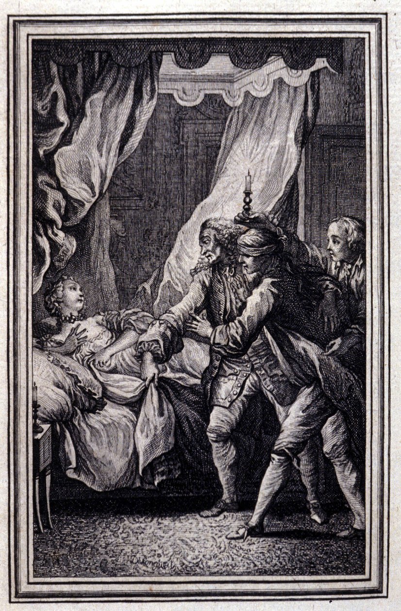 La Mandragore - Jean La Fontainen teoksessa "" Tarinoita ja novelleja säkeissä "". 1776. P.P. Choffardin kuvitus. tekijältä Pierre Philippe Choffard