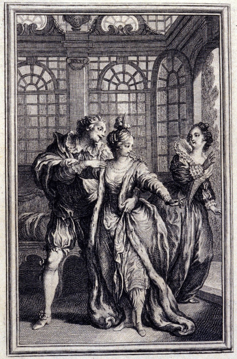 Garben kuninkaan morsian - Jean La Fontainen "" Tarinoita ja uutisia säkeessä "". 1776. P.P. Choffardin kuvitus. tekijältä Pierre Philippe Choffard
