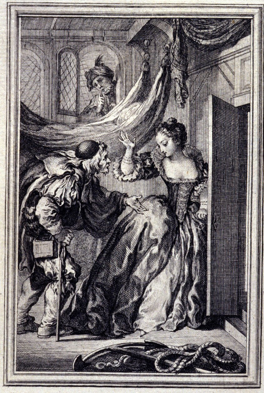 Aniardien kalenteri - Jean La Fontainen "" Tarinoita ja novelleja säkeissä" -osassa. 1776. P.P. Choffardin kuvitus. tekijältä Pierre Philippe Choffard