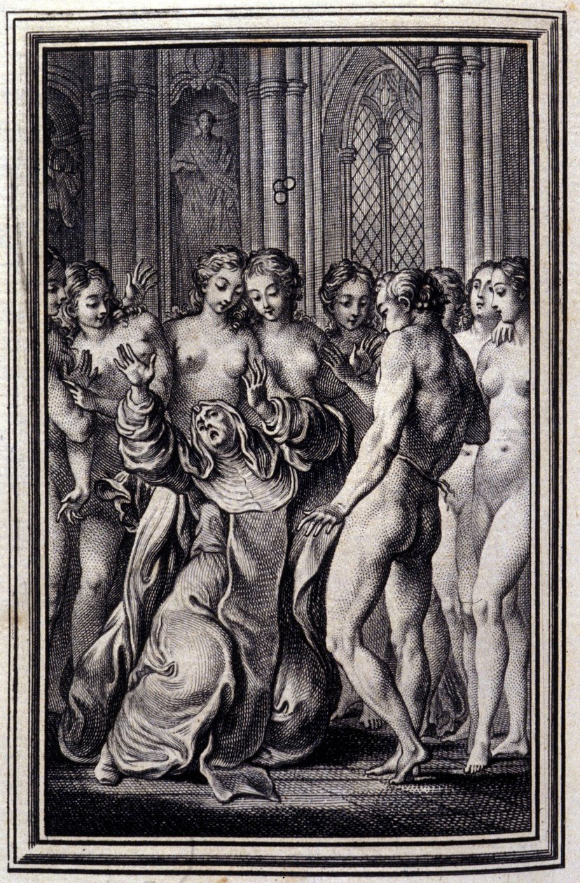 Le Glouches - Jean La Fontainen teoksessa "" Tarinoita ja novelleja säkeissä "". 1776. P.P. Choffardin kuvitus. tekijältä Pierre Philippe Choffard