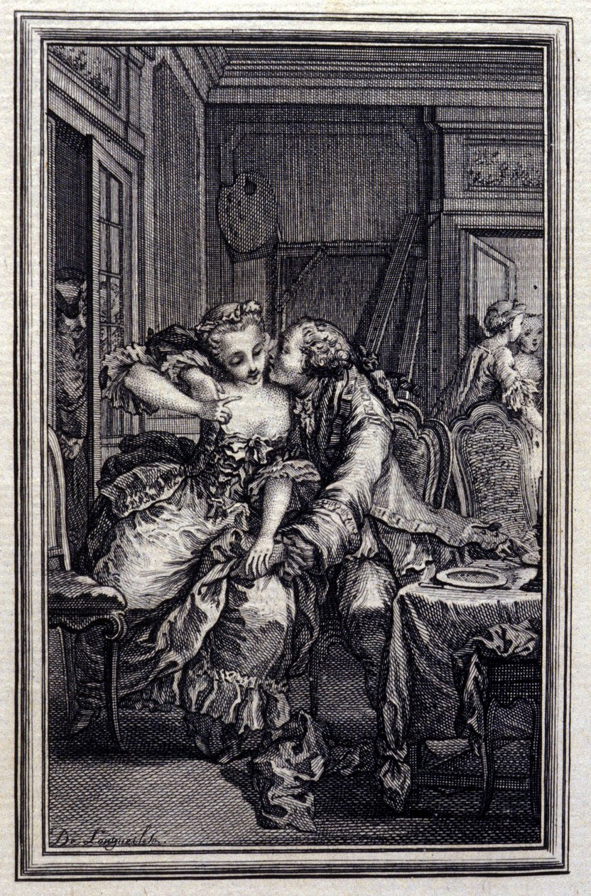 Les Remis - Jean La Fontainen teoksessa "" Tarinoita ja novelleja säkeissä "". 1776. P.P. Choffardin kuvitus. tekijältä Pierre Philippe Choffard