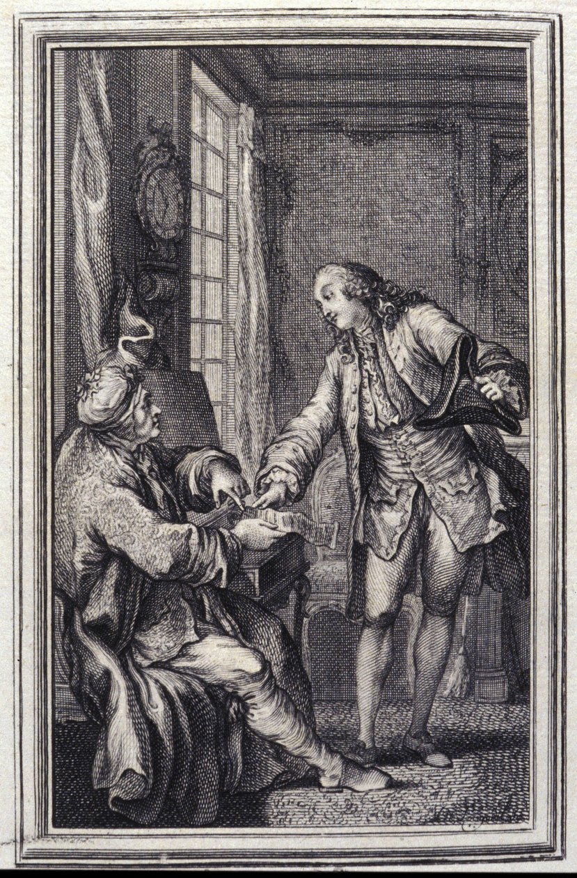 Les confeux indiscrets - Jean La Fontainen "" Tarinoita ja novelleja säkeissä" -osassa. 1776. P.P. Choffardin kuvitus. tekijältä Pierre Philippe Choffard