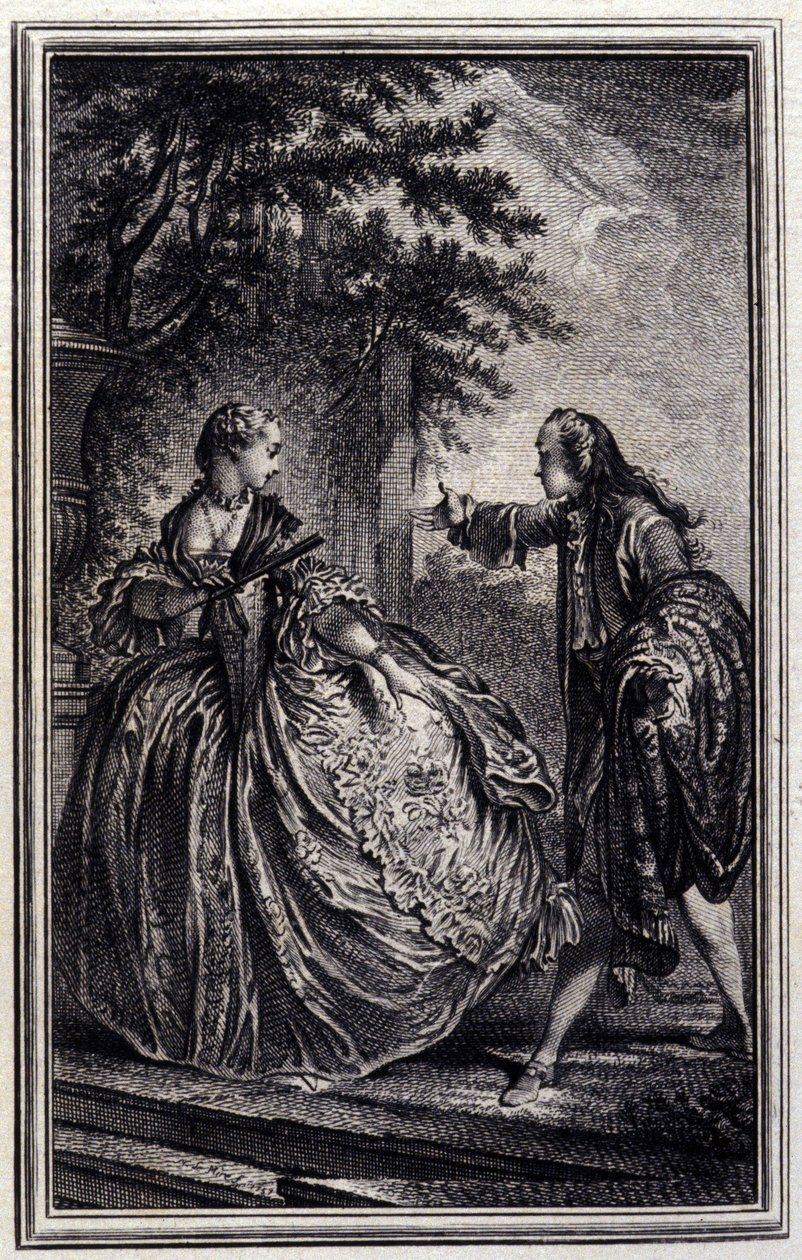 Nicaise - Jean La Fontainen "" Tarinoita ja novelleja säkeissä" -osassa. 1776. P.P. Choffardin kuvitus. tekijältä Pierre Philippe Choffard
