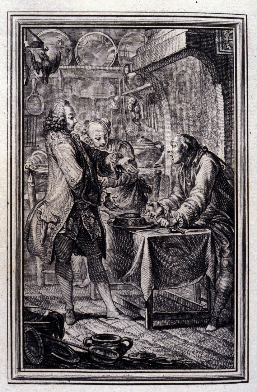 Pasta ankeriaasta. Jean La Fontainen "" Tarinoita ja novelleja säkeistössä". 1776. P.P. Choffardin kuvitus. tekijältä Pierre Philippe Choffard