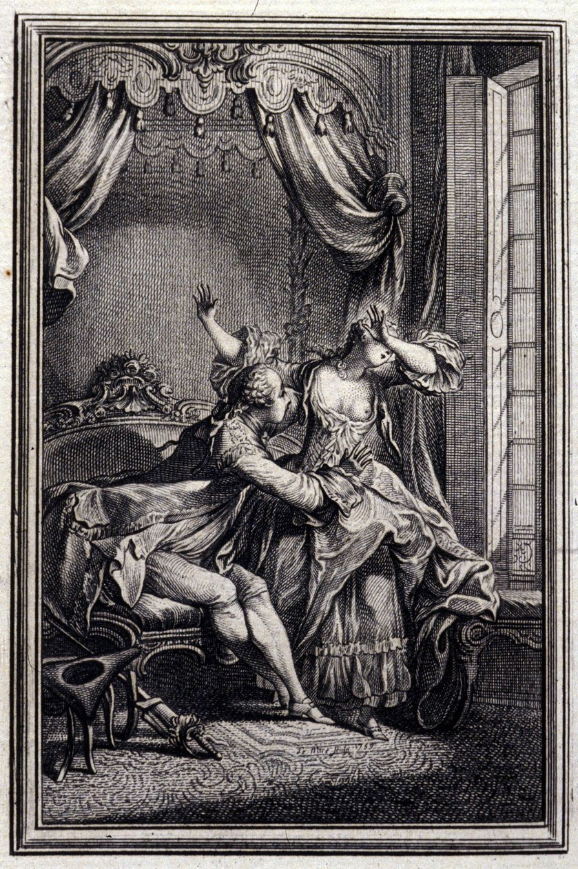 Richard Minulto - Jean La Fontainen teoksessa "" Tarinoita ja novelleja säkeissä "". 1776. P.P. Choffardin kuvitus. tekijältä Pierre Philippe Choffard