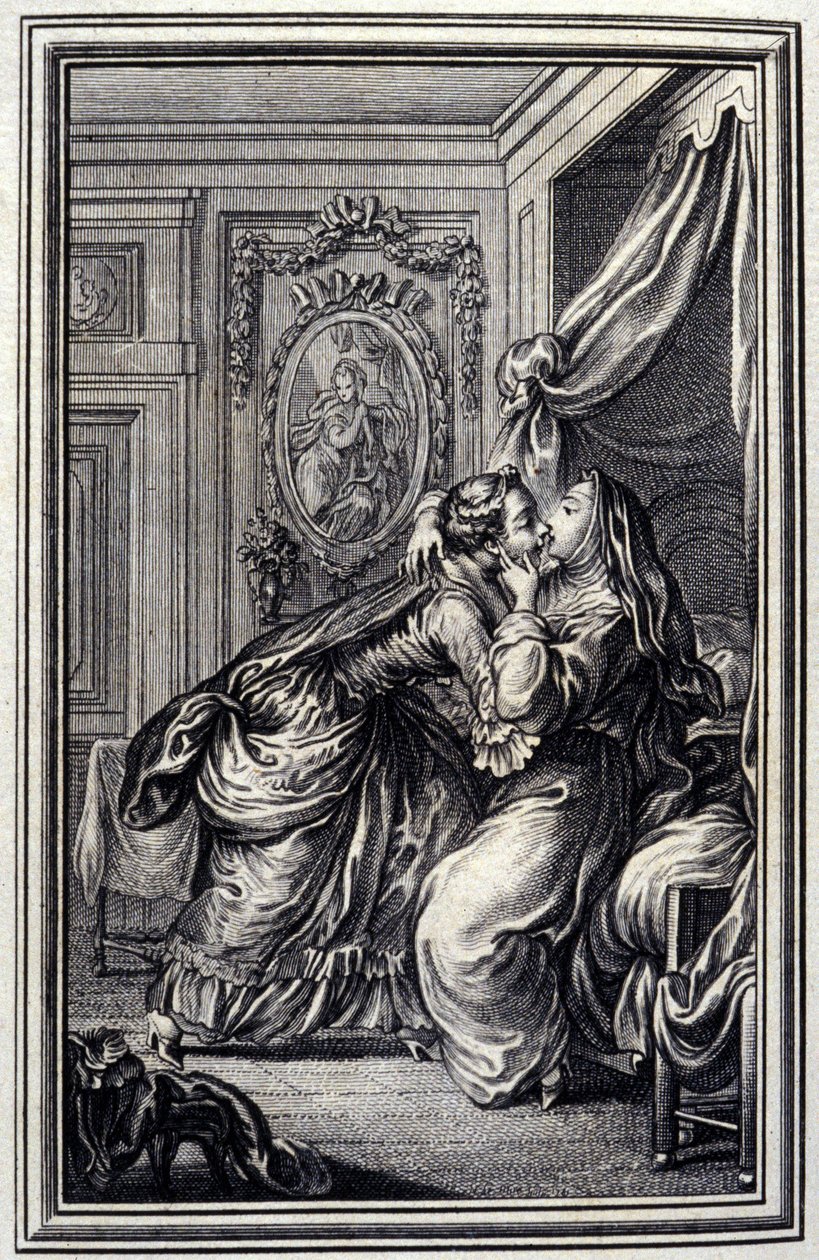 The Couturiere - Jean La Fontainen teoksessa "Tarinoita ja novelleja säkeissä". 1776. P.P. Choffardin kuvitus. tekijältä Pierre Philippe Choffard