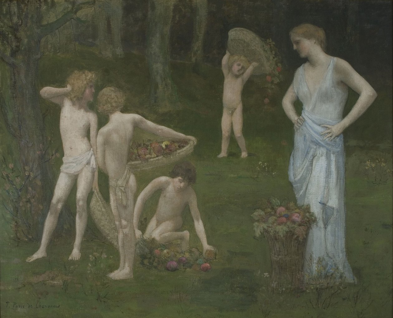 Lapset hedelmätarhassa, n. 1886-1888 tekijältä Pierre Puvis de Chavannes