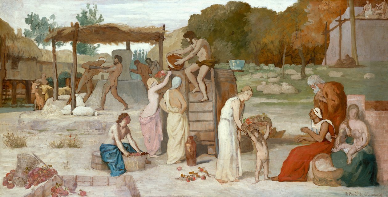 Siideri, noin 1864 (öljy paperille, levitetty kankaalle). tekijältä Pierre Puvis de Chavannes