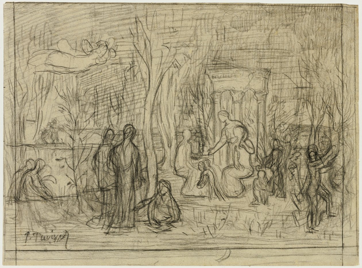 Sävellystutkimus teokselle The Sacred Grove, taiteiden ja muusojen rakas tekijältä Pierre Puvis de Chavannes