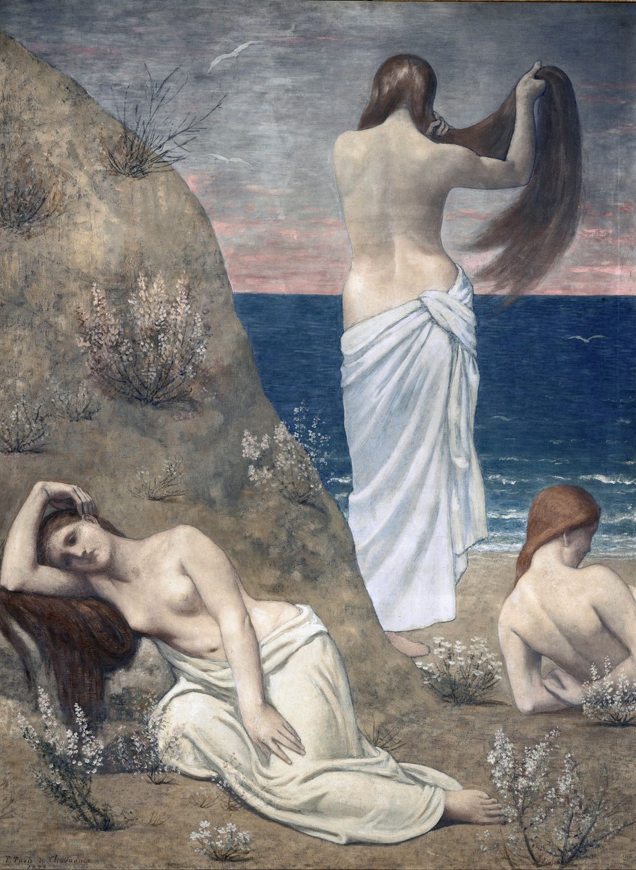 Nuoret tytöt meren rannalla tekijältä Pierre Puvis de Chavannes
