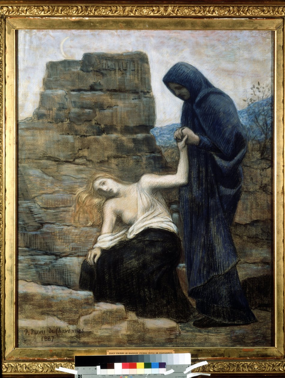 Pierre Puvis de Chavannesin (1824-1898) maalaus ""Myötätunto" 1887 (symbolismi) Moskova, Pushkinin taidemuseo tekijältä Pierre Puvis de Chavannes