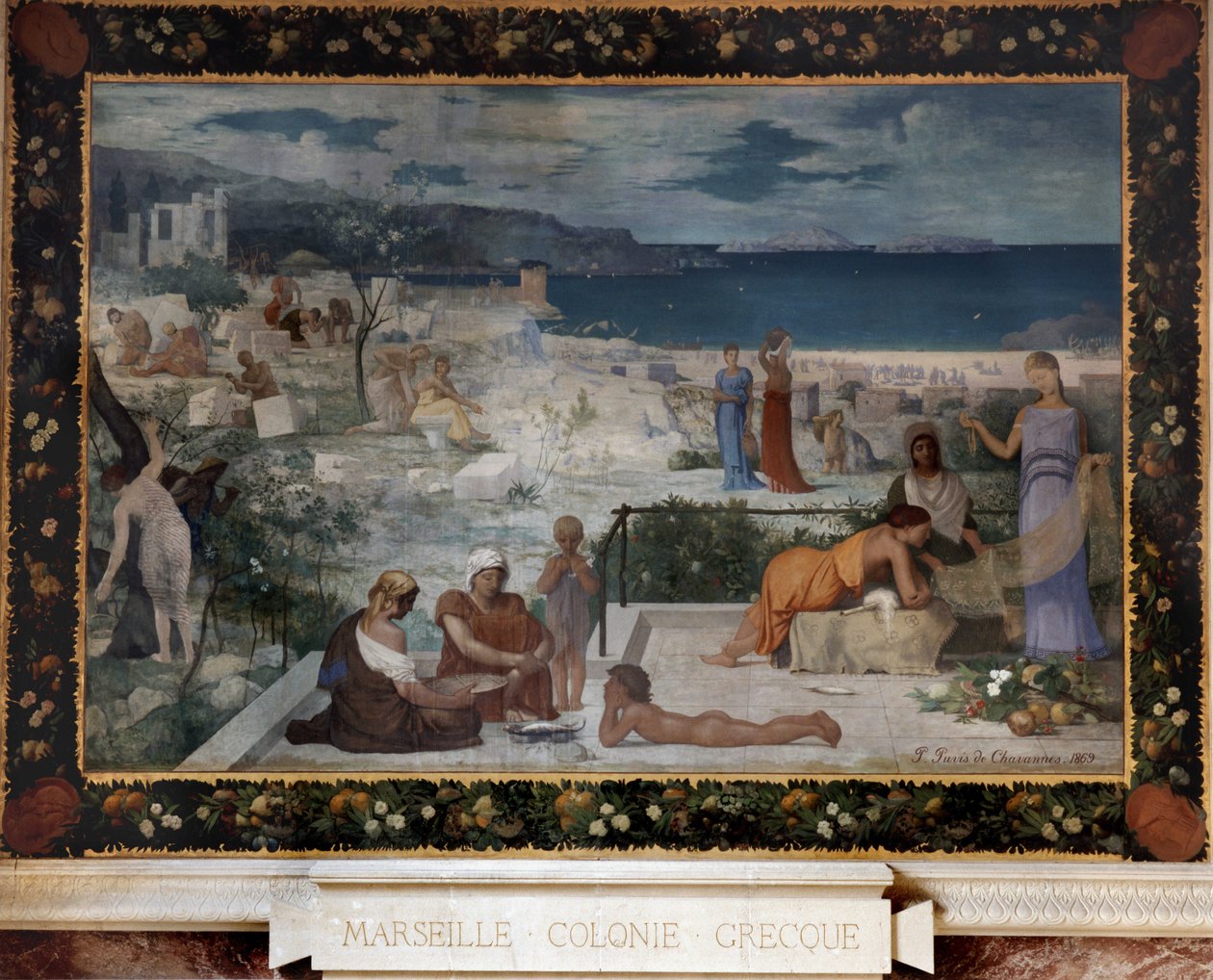 Marseille - Kreikan siirtomaa (öljy kankaalle, marouflee seinällä) tekijältä Pierre Puvis de Chavannes