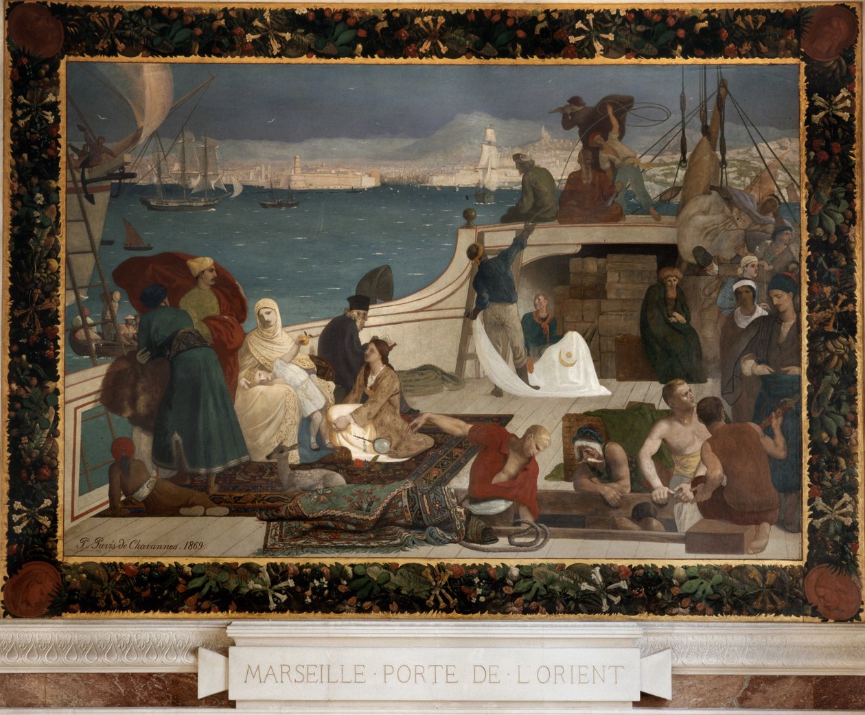 Marseille - portti itään (öljy kankaalle, marouflee seinällä) tekijältä Pierre Puvis de Chavannes