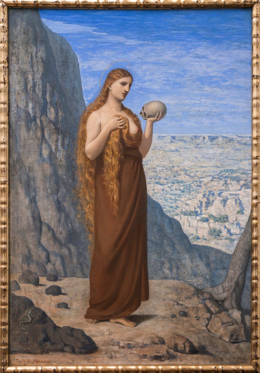 Maria Magdaleena autiomaassa - kirjoittanut Pierre Puvis de Chavannes (1824-1898) - 1869 - Maria Magdaleena autiomaassa - 36,8 x 48 cm - Frankfurtin museo | Stadel-museo tekijältä Pierre Puvis de Chavannes