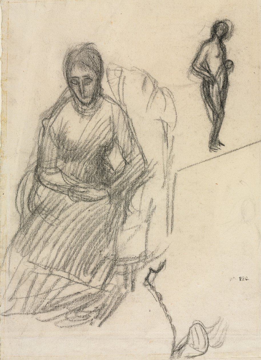 Madame Marie Cantacuzènen tutkimus; Seisovan naisen alastontutkimus tekijältä Pierre Puvis de Chavannes