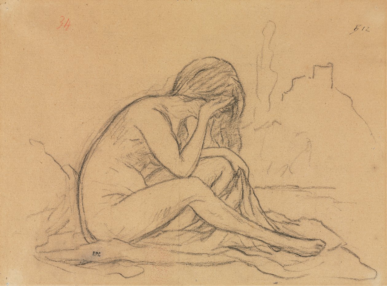 Tutkimus naisaktista (mahdollisesti toteutumattomalle allegoriselle maalaukselle) (recto) tekijältä Pierre Puvis de Chavannes