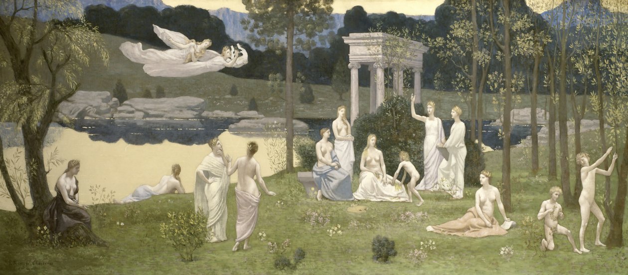 The Sacred Grove, taiteiden ja muusojen rakas, 1884-89 tekijältä Pierre Puvis de Chavannes