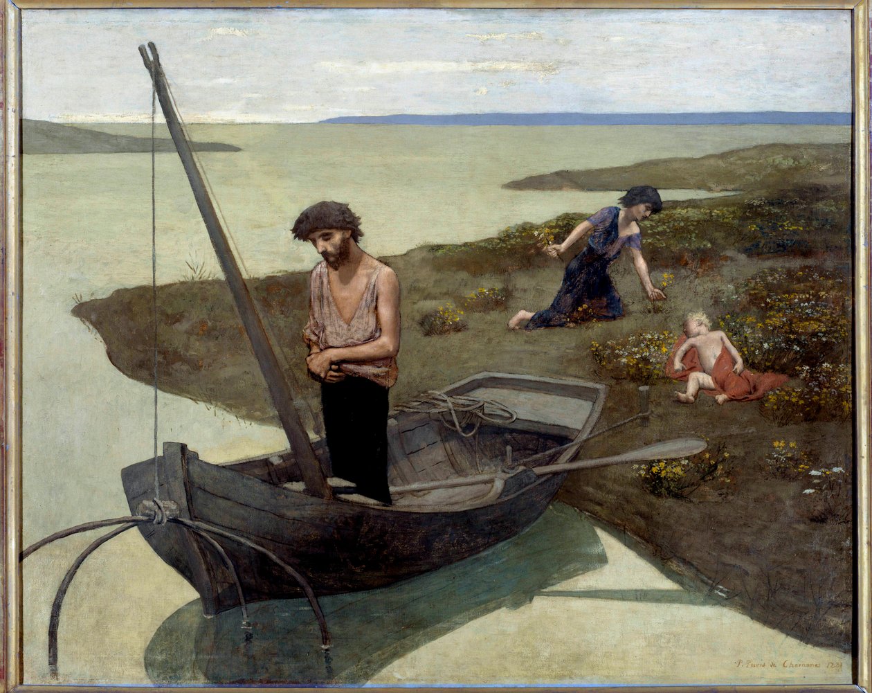 Köyhä kalastaja Pierre Puvis de Chavannesin (1824-1898) maalaus 1881 Su. 1,55x1,92 m Pariisi, musee d