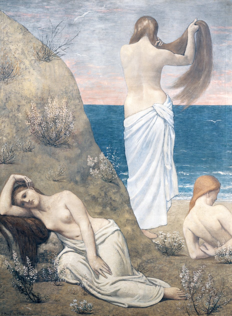 Nuoret tytöt meren rannalla tekijältä Pierre Puvis de Chavannes