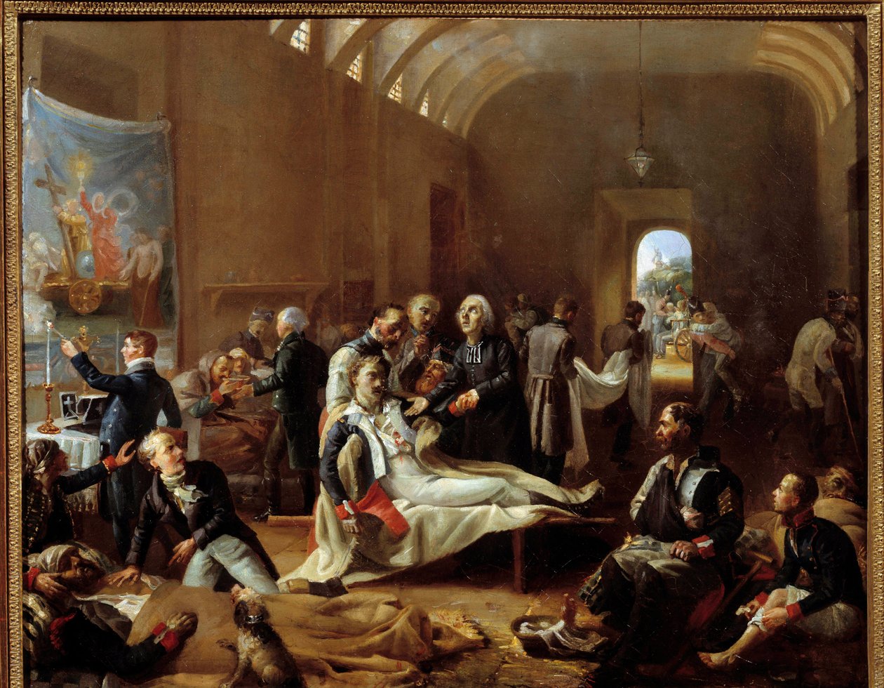 Ambulanssi Ranskan maaseudulla vuonna 1814 Pierre Vigneronin (1789-1872) maalaus 1814 Su. 0,6x0,73 m Pariisi, Musee Carnavalet tekijältä Pierre Roch Vigneron