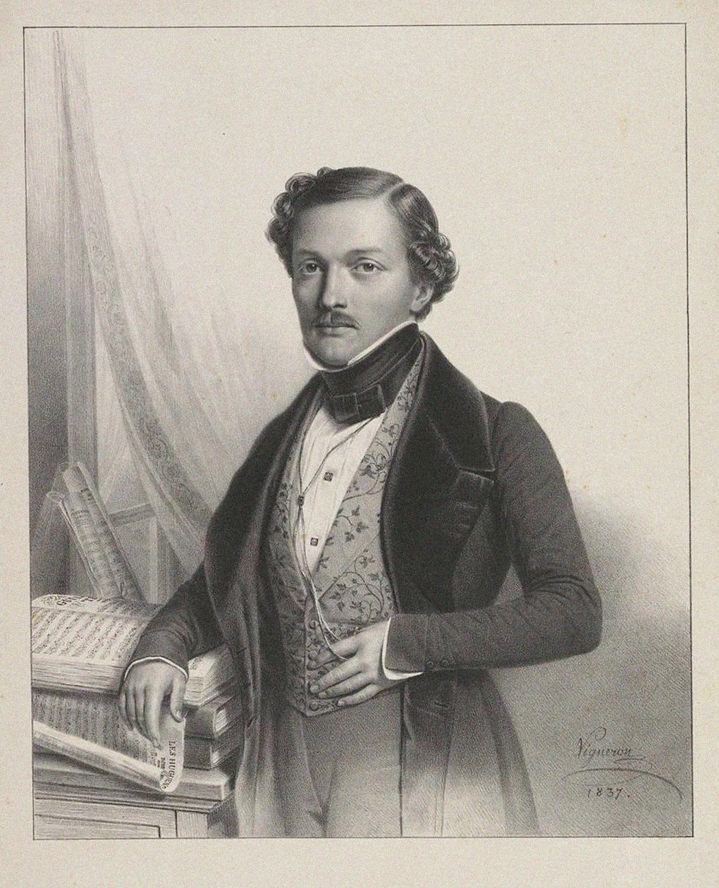 Laulaja Gilbert-Louis Duprezin muotokuva 1806-1896, 1837 tekijältä Pierre Roch Vigneron