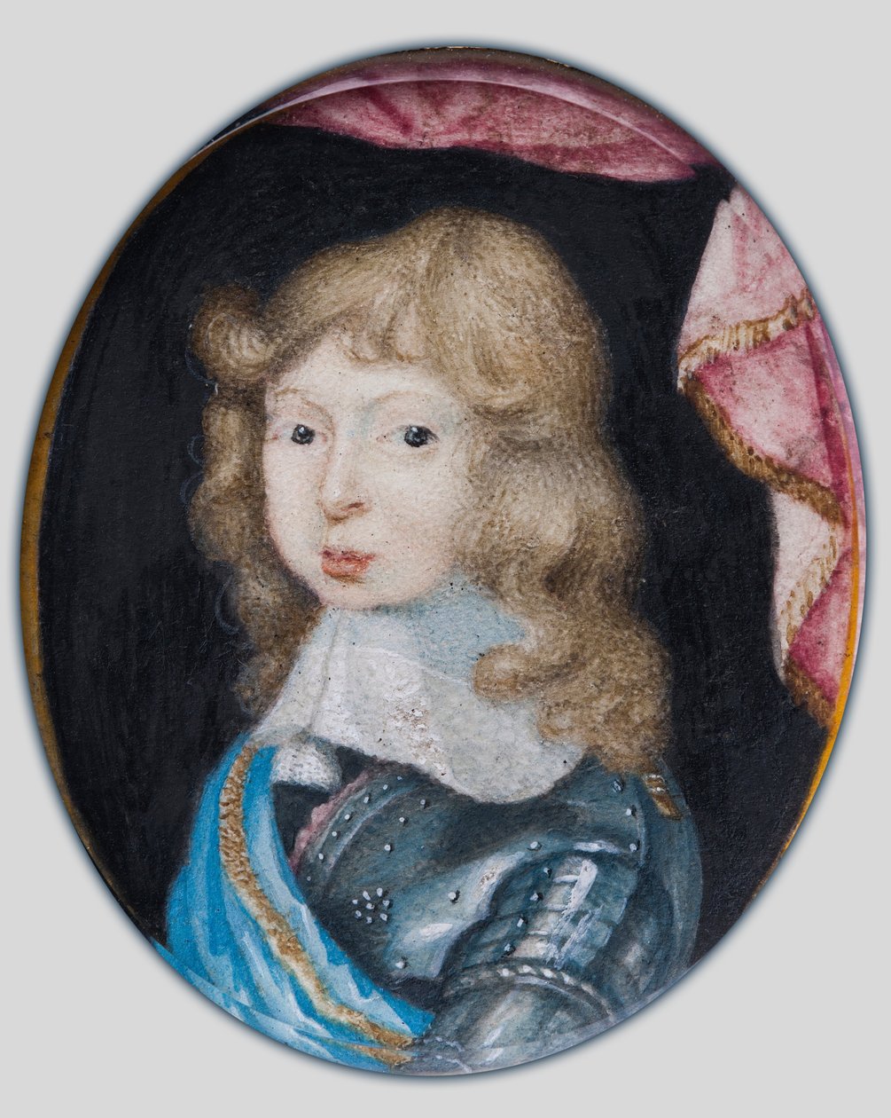 Pienoiskuva Karl XI:stä, Ruotsin kuninkaan lapsena, n. 1662 (guassi pergamentilla) tekijältä Pierre Signac